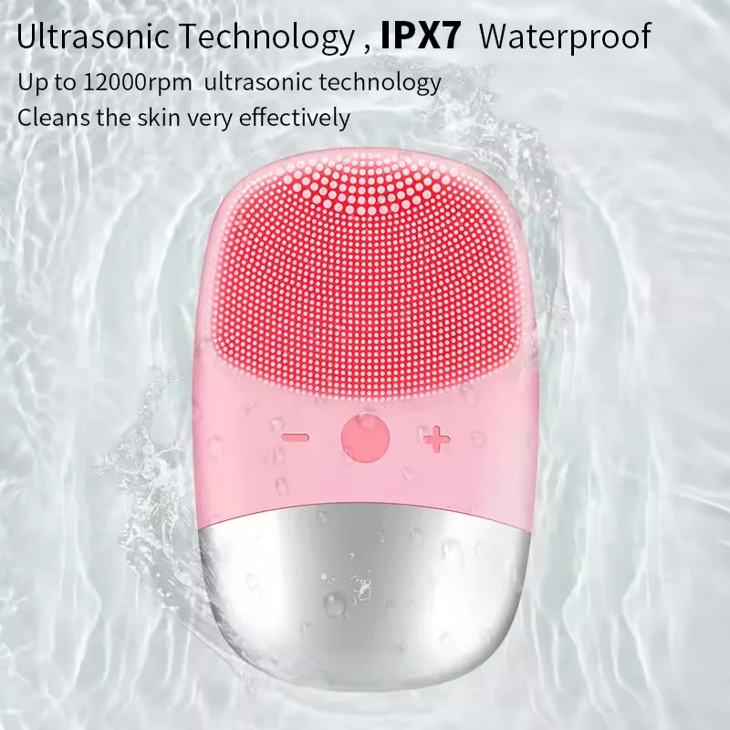 Square Electric Facial Cleansing Brush Silicone Rechargeable Introducer Beauty Device Ultrasonic Face Cleaning Massage Tool thumbnail 3