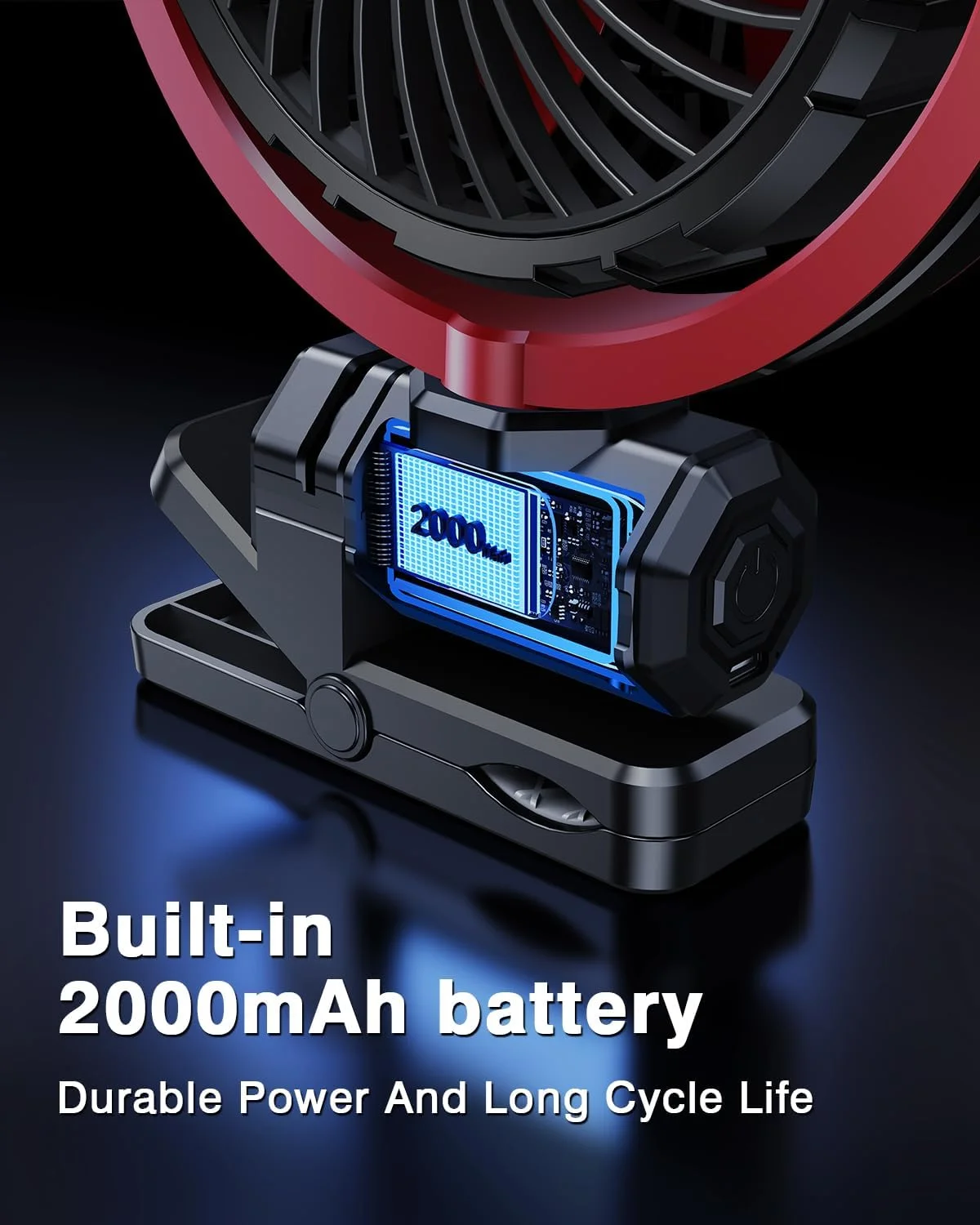 Eary Battery Powered Car Fan 2000mAh Clip On Fan for Car Visor Quiet 360° Rotate Usb Rechargeable for SUV Van Truck Accessories thumbnail 4