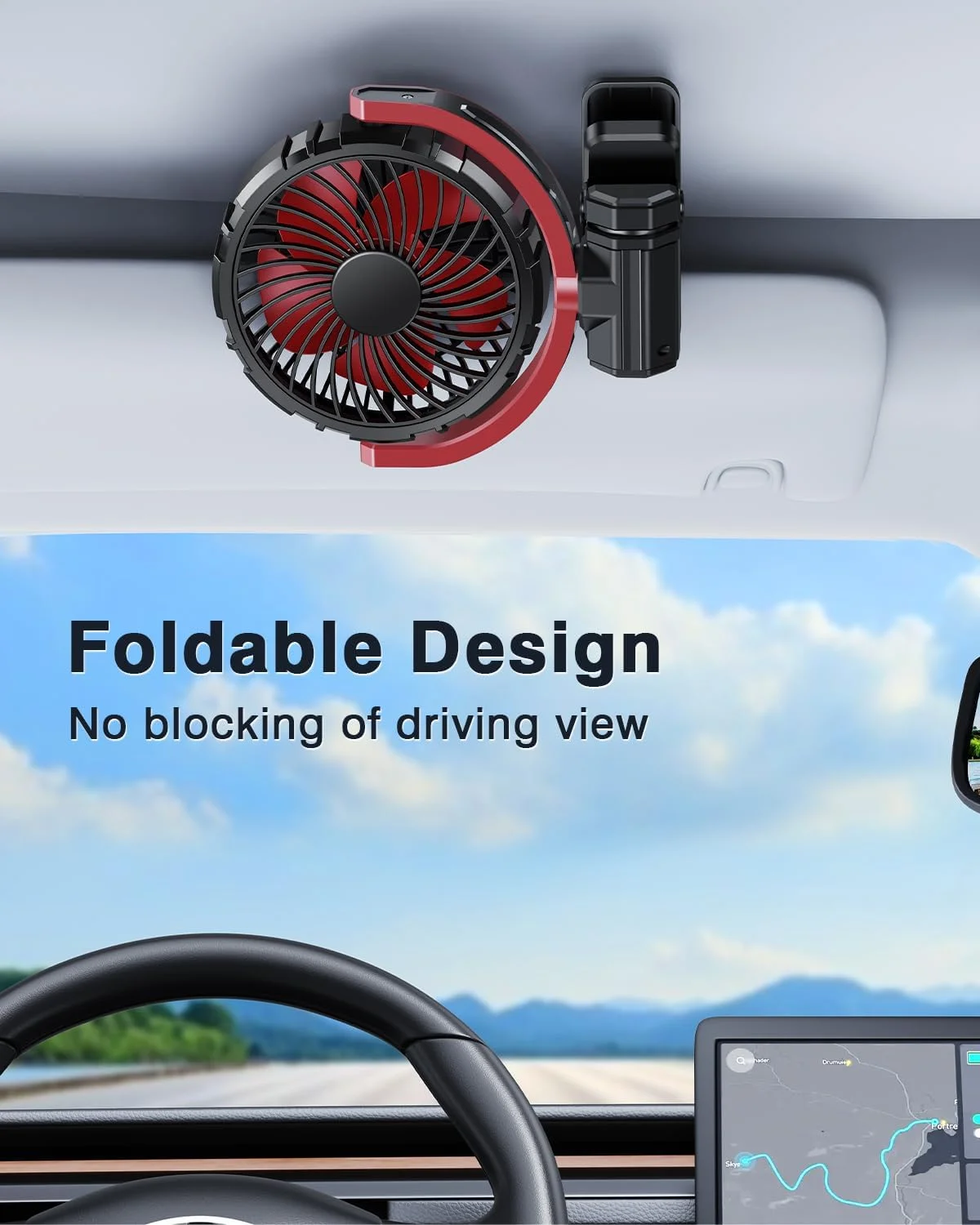 Eary Battery Powered Car Fan 2000mAh Clip On Fan for Car Visor Quiet 360° Rotate Usb Rechargeable for SUV Van Truck Accessories thumbnail 5
