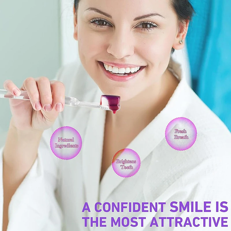 V34 Purple Teeth Whitening Toothpaste Remove Plaque Stains Cleaning Oral Hygiene Dental Bleach Tools Fresh Breath Teeth Care thumbnail 5