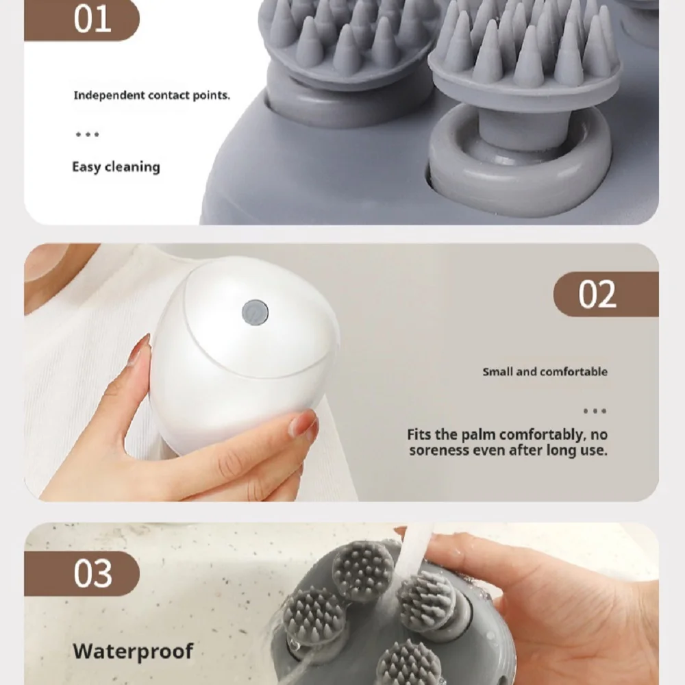 Electric Scalp Head Massager Kneading Vibrating Device Health Care Shoulder Neck Leg Arm Deep Tissue Massage Cat Pet Massager thumbnail 5