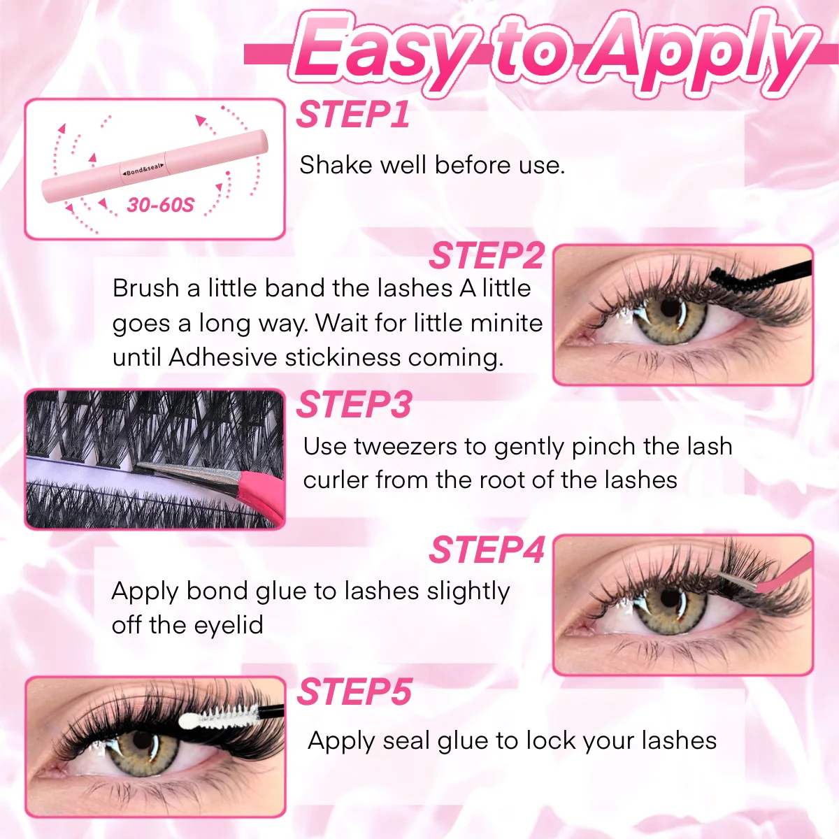 DIY Lash Extension Kit Clusters Individual Eyelashes Kit 9-16mm with Bond and Seal Wispy Natural Mange Lashes thumbnail 5