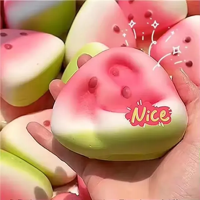 Cute Watermelon Squishy Fidget Toy Slow Rebound Decompression Toy  Anti-Stress Slow Rising Fruit Soft Stress Relief Squeeze Toy thumbnail 3