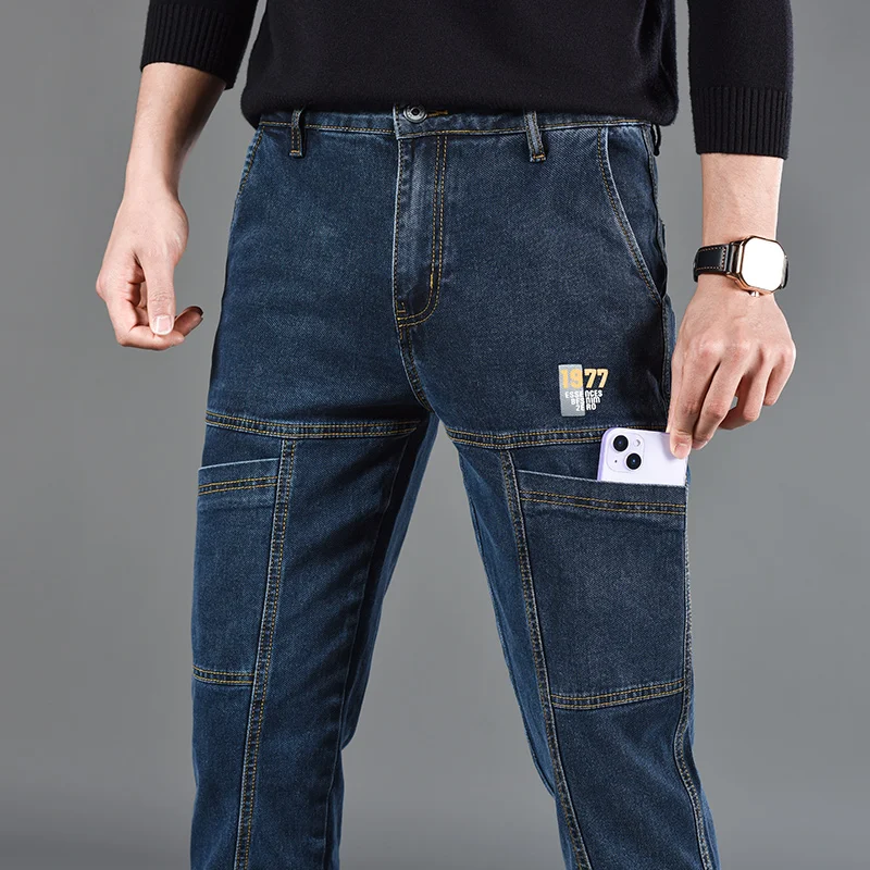 Fashion Print Six-Pocket Jeans Small Straight Cut Style Men's Casual Comfortable Fit Clothing thumbnail 4
