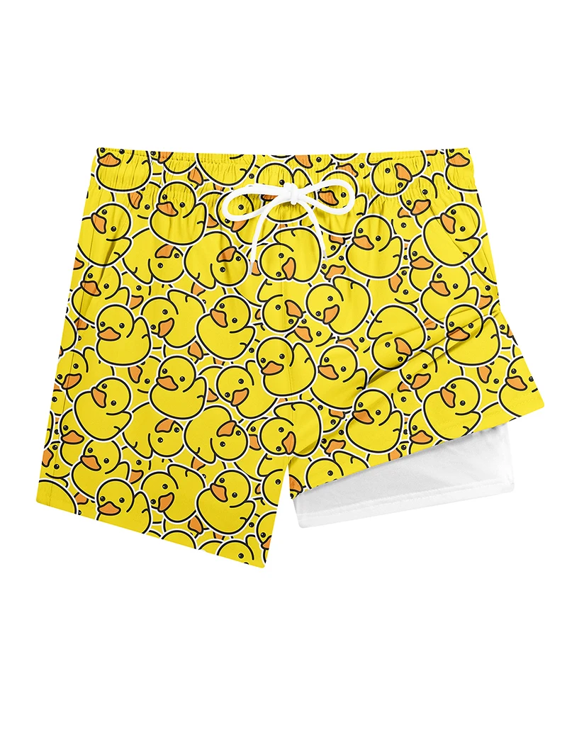 3D Print 2 in 1 Mens Swim Trunks Summer Quick Dry Beach Shorts with Phone Pocket Swimwear Swimsuit Bathing Suit  Board Shorts thumbnail 5