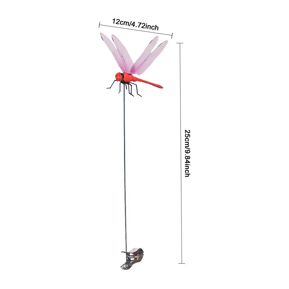 4/8/32Pcs Simulation 3D Dragonfly Clip Lifelike Outdoor Decor Realistic Bug Deterrents Fake Dragonfly Garden Decorative Clip thumbnail 6