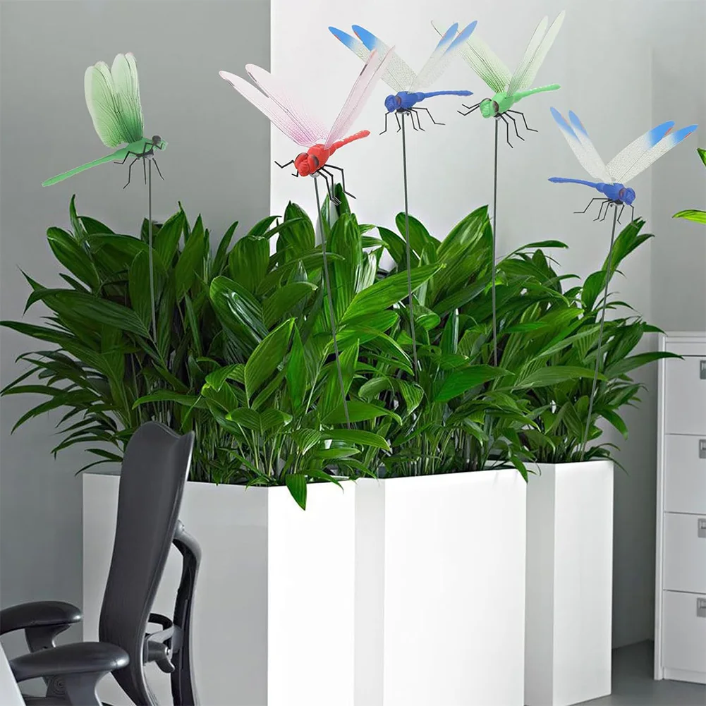 4/8/32Pcs Simulation 3D Dragonfly Clip Lifelike Outdoor Decor Realistic Bug Deterrents Fake Dragonfly Garden Decorative Clip thumbnail 4