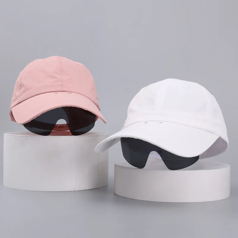 Quick Dry Solid Color Baseball Cap with Integrated Sunglasses Extended Brim Sun UV Protection Shade Hat thumbnail 3