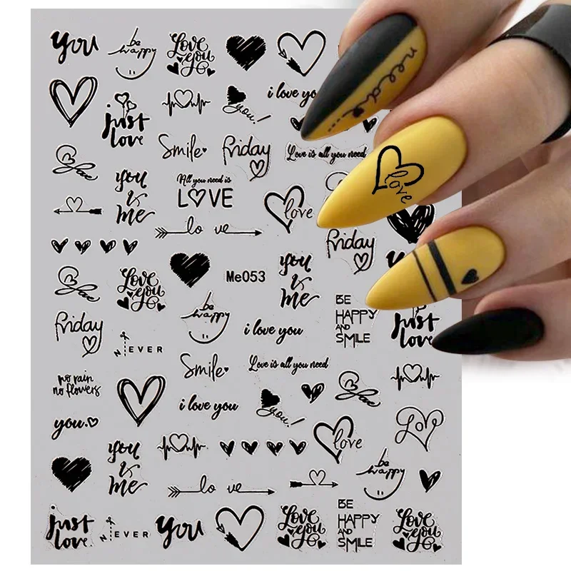 1PCS Laser Love Letter Nail Sticker Nail Art Decoration Flower Star supplies Decals Press On Nails Stickers Parts thumbnail 6