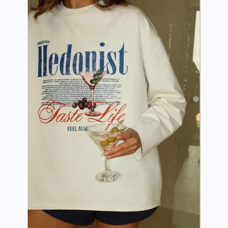 White Pure Cotton Long Sleeve T-Shirt Women's American Style Spring Autumn New Fashion Retro Print Lazy Style Top thumbnail 4