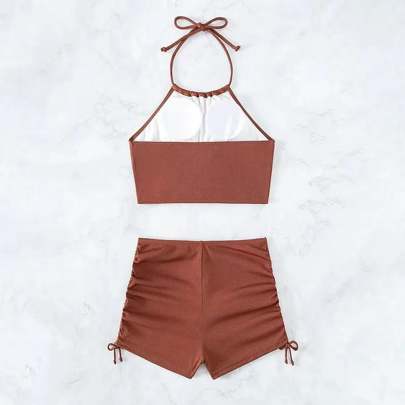 Solid Color Halter Neck Bikini Separate Swimwear Women's Sexy Strapless Top for Beach Vacation Hot Spring Summer Swimwear thumbnail 4