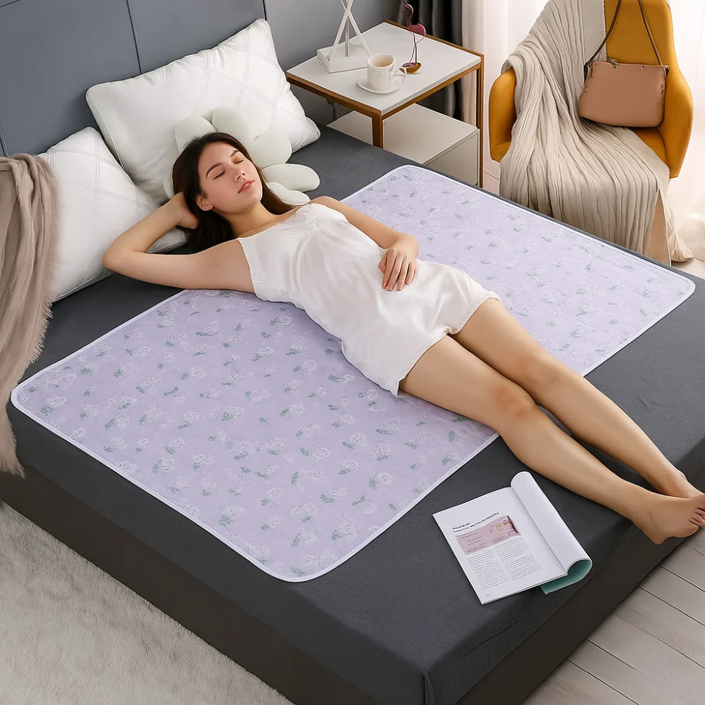 Soft Waterproof Baby Urine Mat Washable Flower Pattern Bedding Urine Pads Breathable Bed Protector Diaper Toddlers thumbnail 5