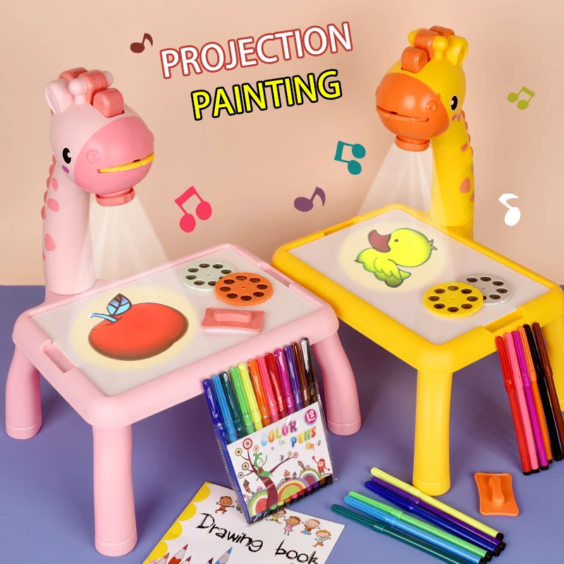 Kid's led projector drawing table mini toy painting set table educational board Creative learning tools painting toys gift thumbnail 2