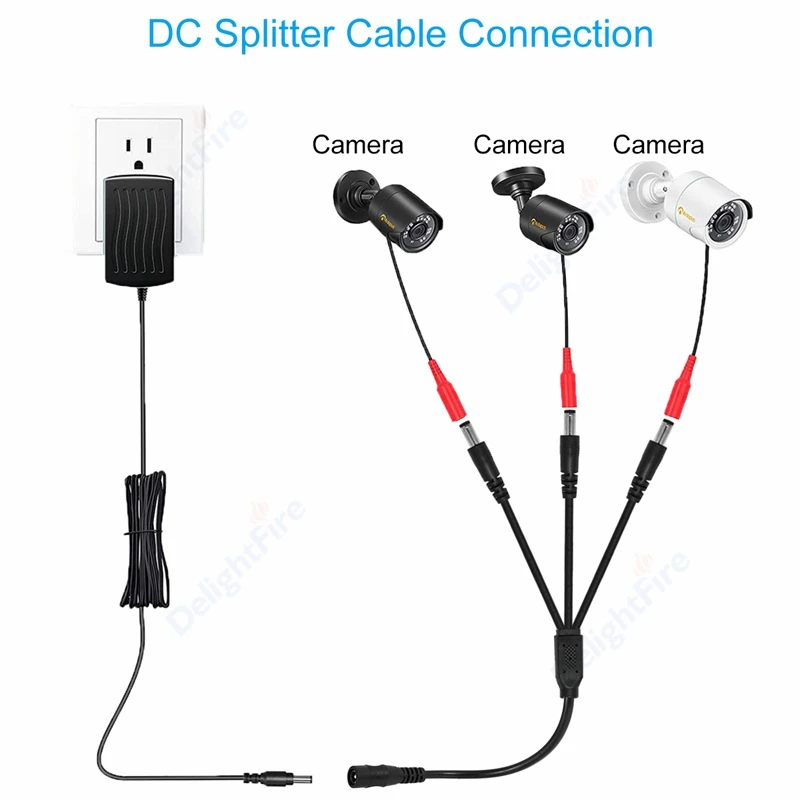 1 To 2/3/4/5/6/8 Way DC Power Splitter Cable 5.5mm 2.1mm 5V 12V Power Adapter Connector Cord For LED Strip Lights CCTV Camera thumbnail 6