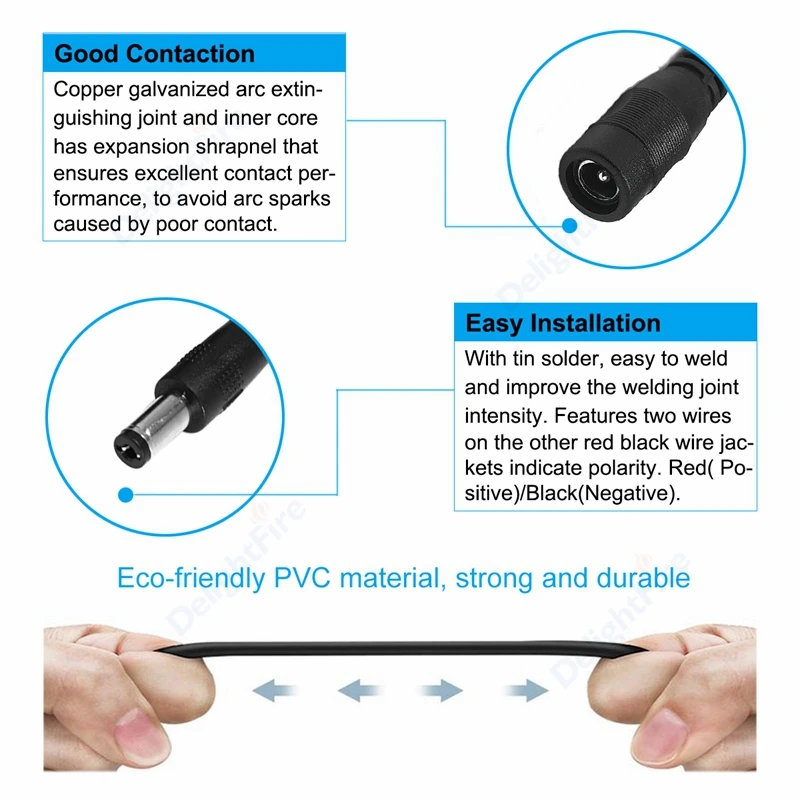 1 To 2/3/4/5/6/8 Way DC Power Splitter Cable 5.5mm 2.1mm 5V 12V Power Adapter Connector Cord For LED Strip Lights CCTV Camera thumbnail 4