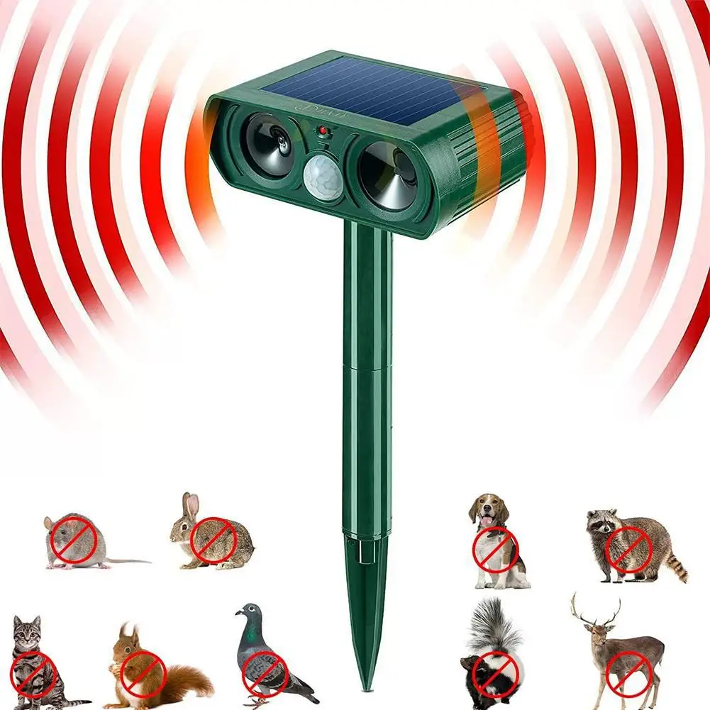 Outdoor LED Light Alarm Ultrasonic Cat Dog Repellant Solar Power Rechargeable Garden Repellers For Garden thumbnail 6