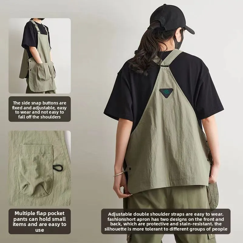Durable Adjustable Kitchen Aprons with Pockets Chefs Apron Solid Color Antipollution Waterproof Barber Professional Unisex Ties