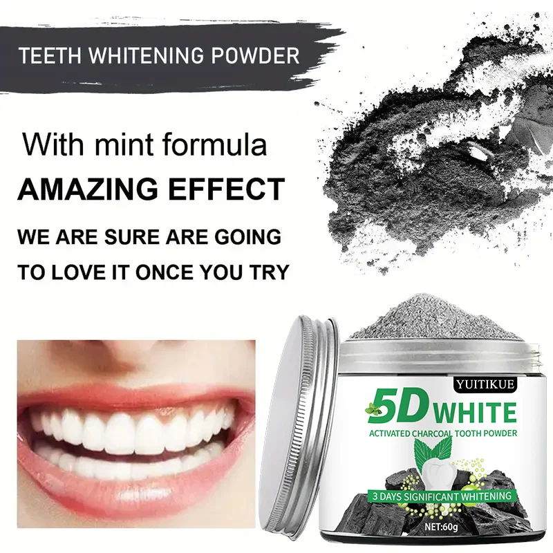 Bamboo Charcoal Teeth Whitening Powder - Natural Whitening for Men and Women Deep Clean, Fresh Breath Toothpaste for Daily Use thumbnail 3