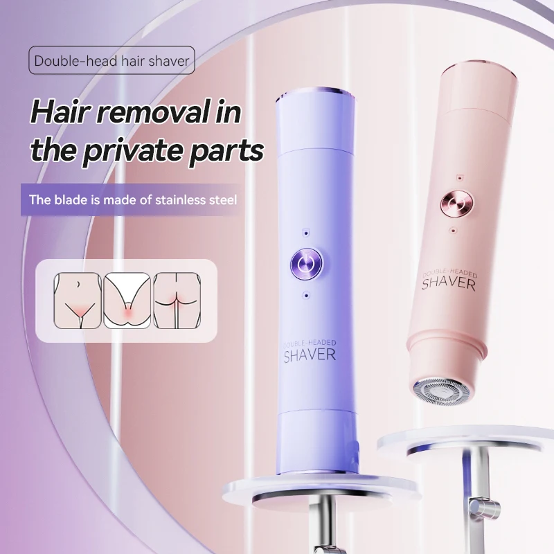 Double Head Electric Epilator Women Rechargeable Painless Hair Remover Shaver for Body Private Areas Bikini Gentle Trimming thumbnail 4