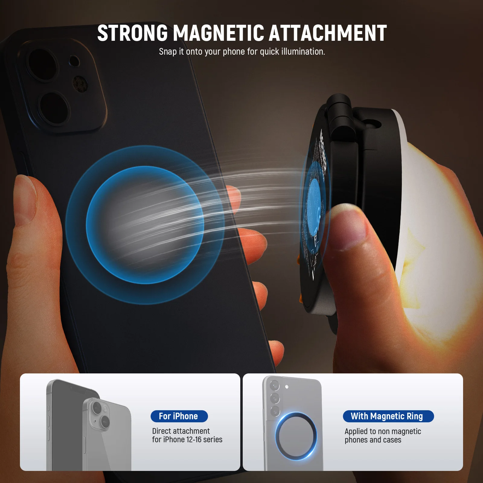 NEEWER Magnetic Selfie Light Compatible with MagSafe iPhone, 4 Mode CRI95+ 1.5W Plastic Folding LED Phone Fill Ring Lighting thumbnail 2