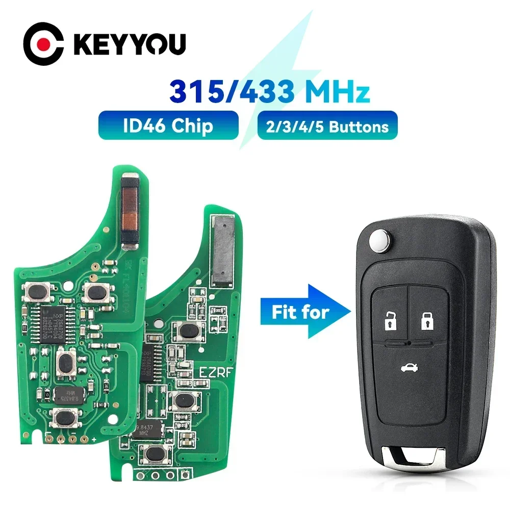 KEYYOU 1PCS 315/433MHz Car Remote Key Electronic Circuit Board For Chevrolet Malibu Cruze Aveo Spark Sail Opel Buick ID46 Chip