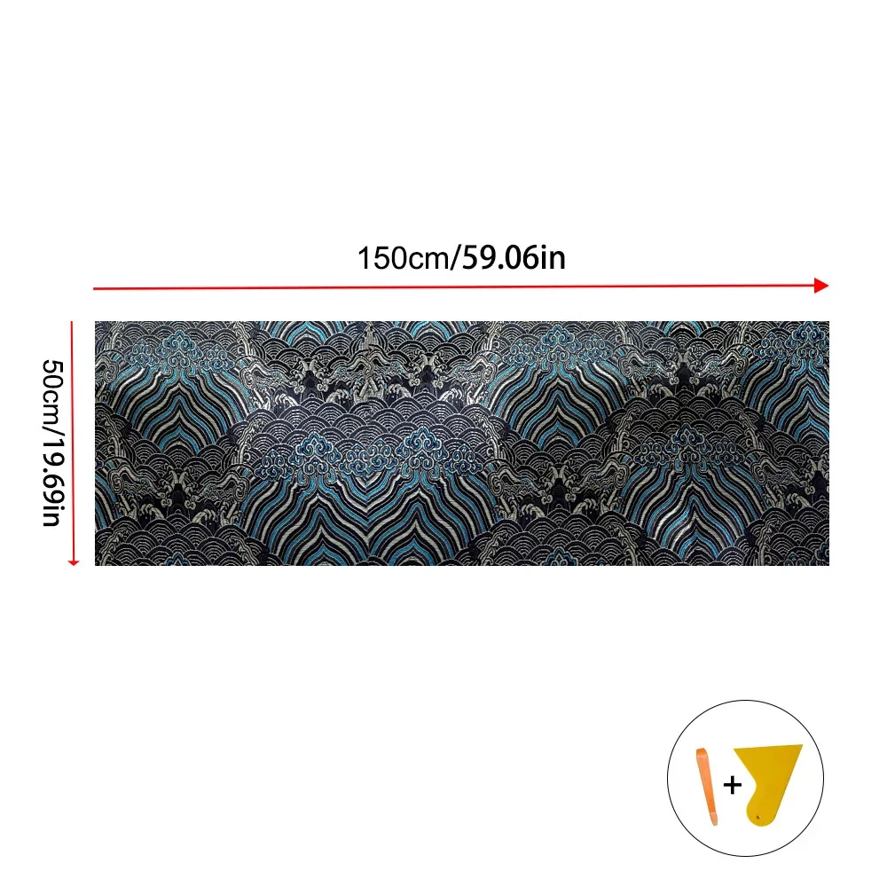 1PCS Car Interior Stickers High-grade Brocade Satin Embroidery Stickers Self-adhesive Fabric Stickers Universal AB Pillar Backi thumbnail 6