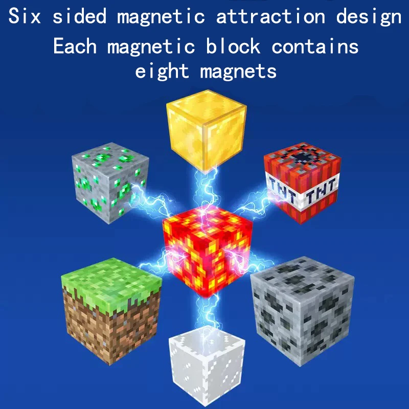 10PCS 2x2x2cm Magnetic Block Building Block Mine World Construction Square Bricks Family Game Stem Sensory Cube Kid Gifts Toys thumbnail 2