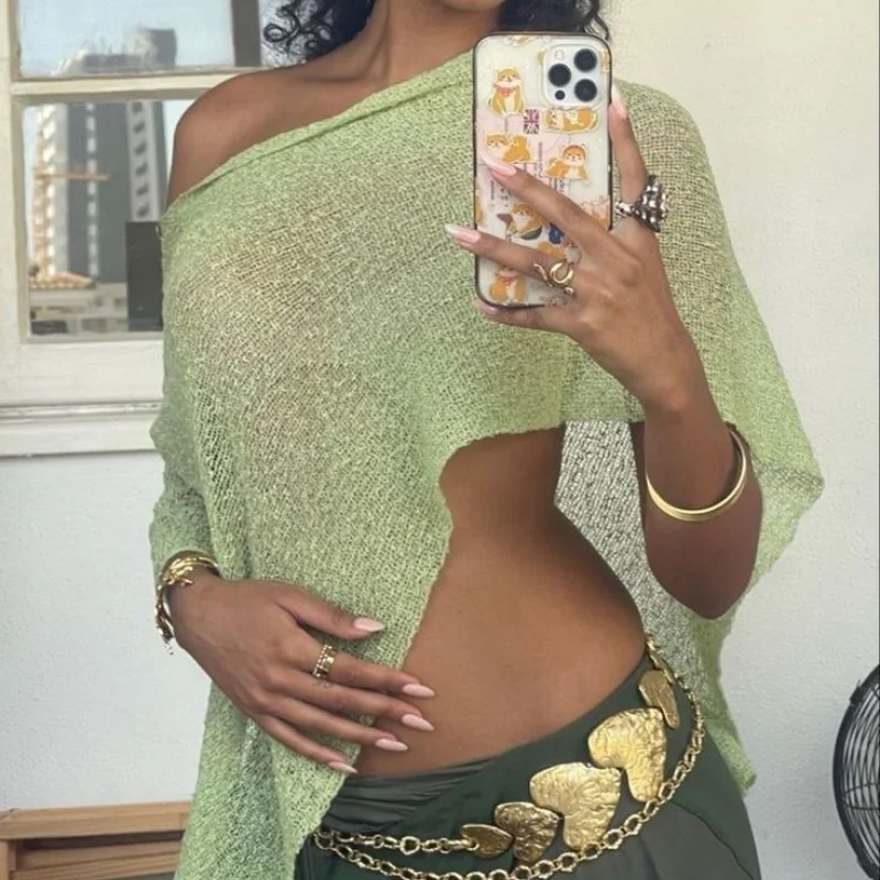 Womens Sheer Poncho Top Lightweight Knit Shrug Shawl Off The Shoulder Mesh Blouse Cover Up Tops thumbnail 2