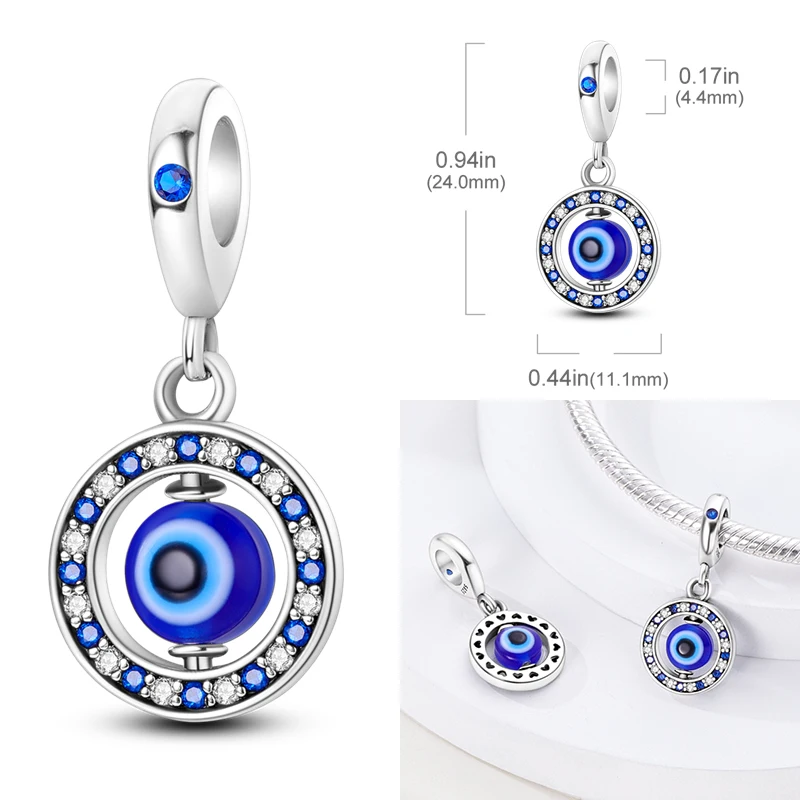 Hot Sales 925 Sterling Silver Charms Beads Devil's Eye Fatima's Hand Cross Beads Fit Original Bracelet Women DIY Jewelry Gifts thumbnail 3