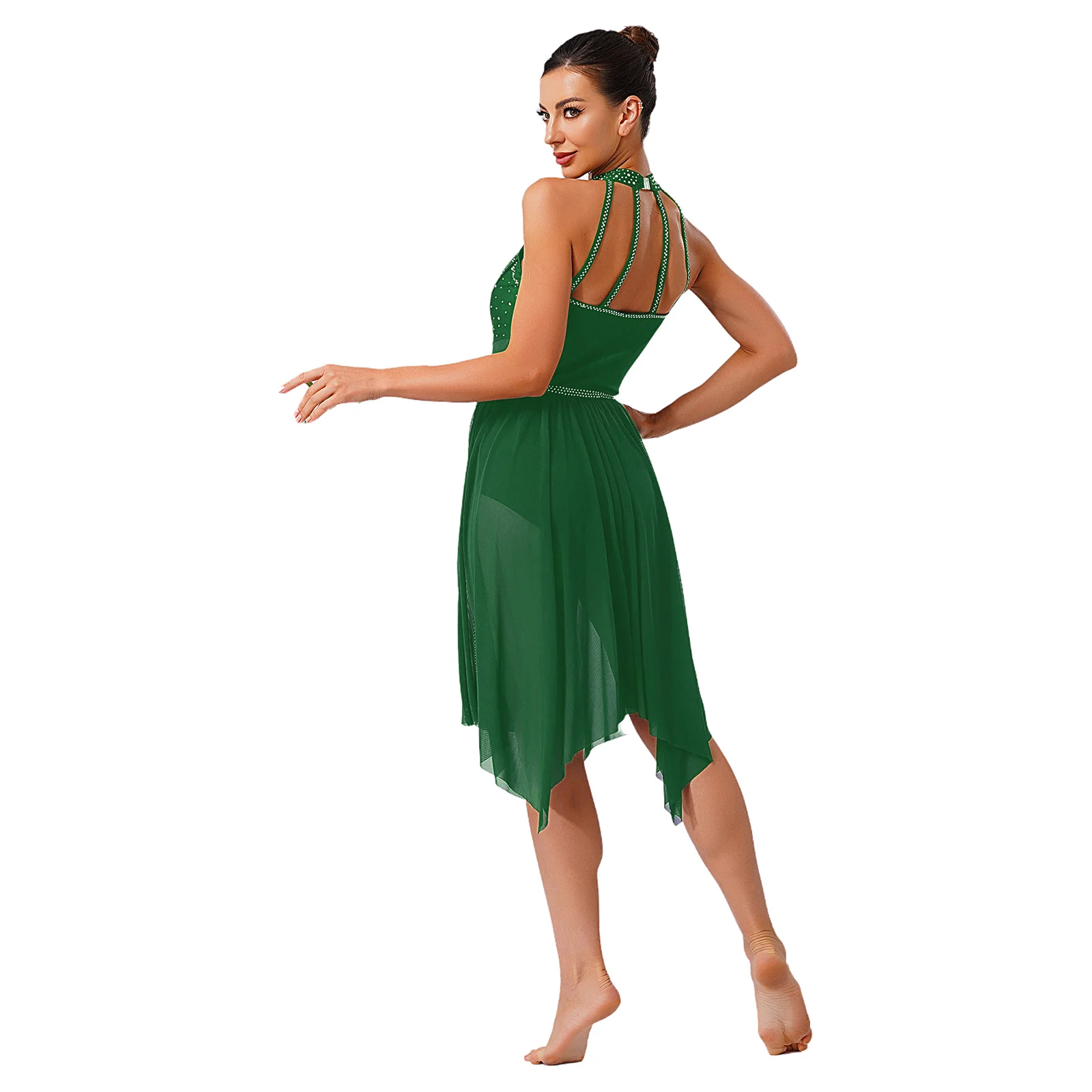 Women Lyrical Modern Classical Dance Performance Dress Sheer Mesh Lightweight Waltz Ballroom Classes Dance Competitions Costumes thumbnail 2