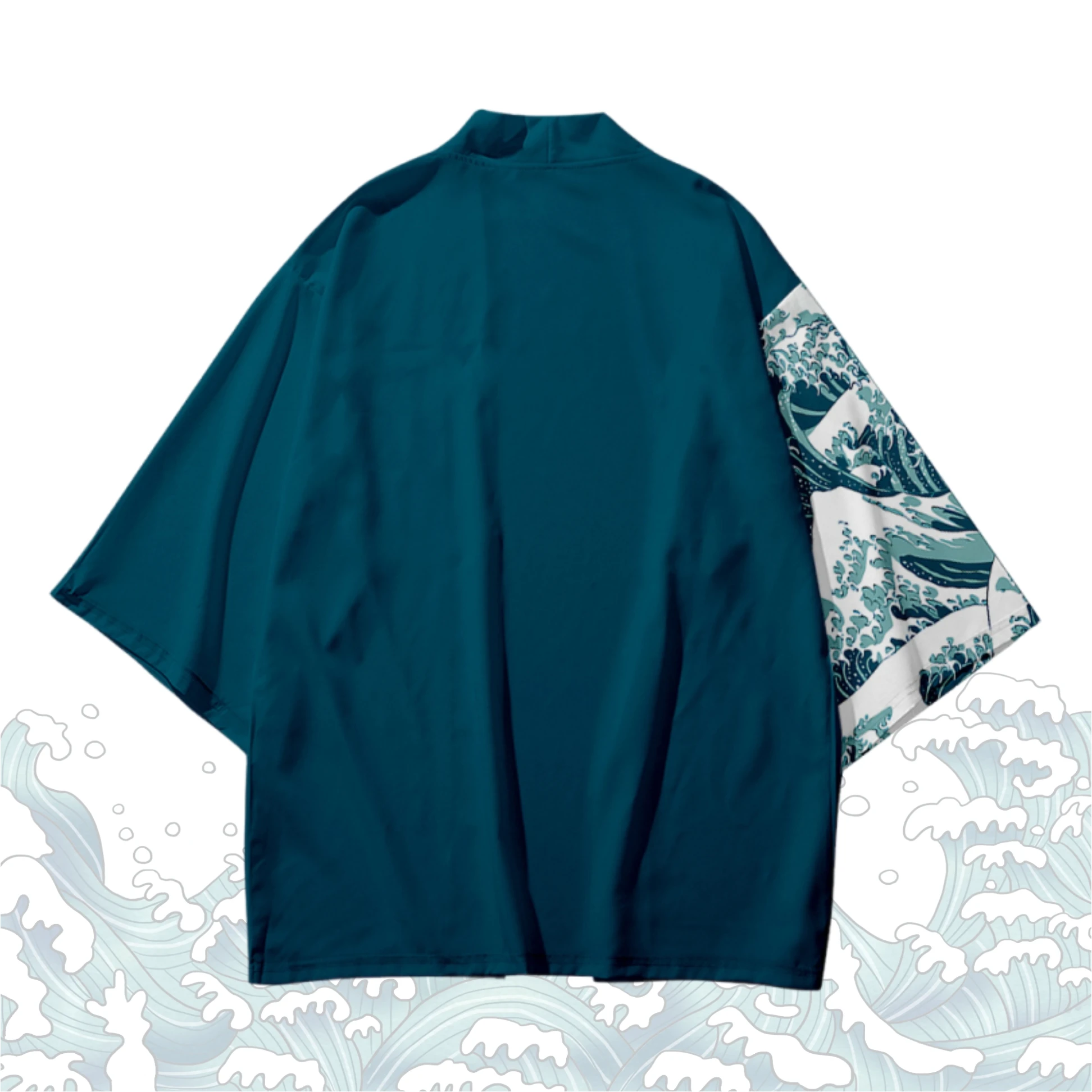 Japanese Kimono Cardigan Wave Pattern Yukata Haori Men Women Streetwear Retro Kimono Traditional Cosplay Costume Loose Outwear thumbnail 4