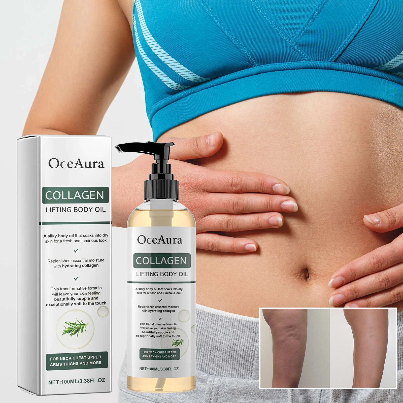 OceAura Collagen Body Oil Moisturizing and Moisturizing Whole Body Massage Essential Oil for Dry Skin Moisturizer Hydrating thumbnail 6