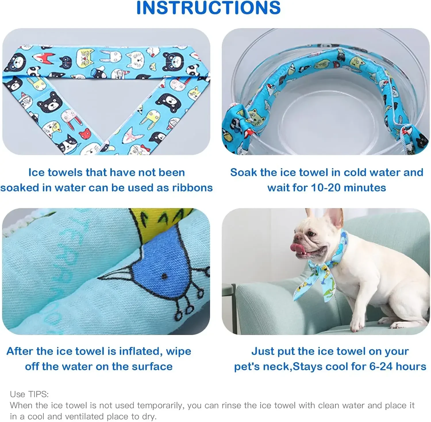 1-20PCS Summer Pet Cooling Scarf for Cats Dogs Ice Collar Cartoon Design Breathable Heat Relief Outdoor Travel Accessory thumbnail 5