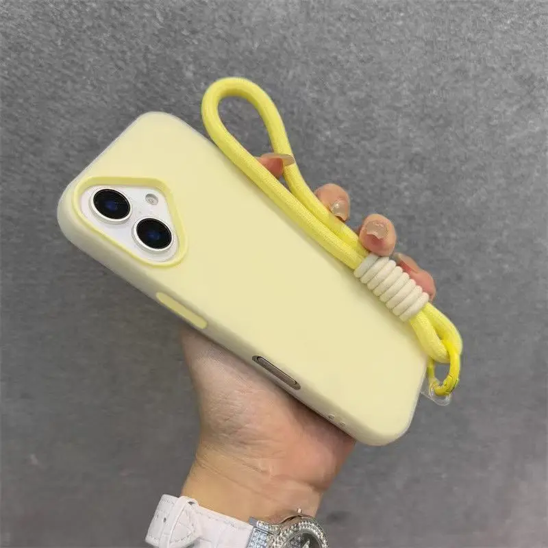 Soft Matte Candy Transparent Phone Case For iPhone 17 16 Pro Max 15 14 13 12 11 XS X 7 8 Plus 16e Hand Wrist Strap Lanyard Cover thumbnail 4