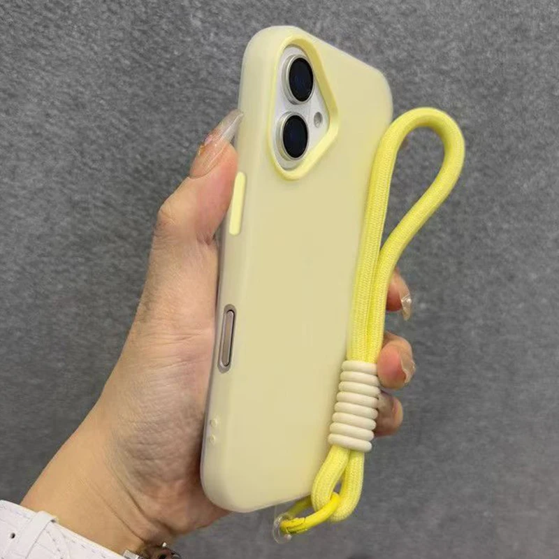 Soft Matte Candy Transparent Phone Case For iPhone 17 16 Pro Max 15 14 13 12 11 XS X 7 8 Plus 16e Hand Wrist Strap Lanyard Cover thumbnail 2