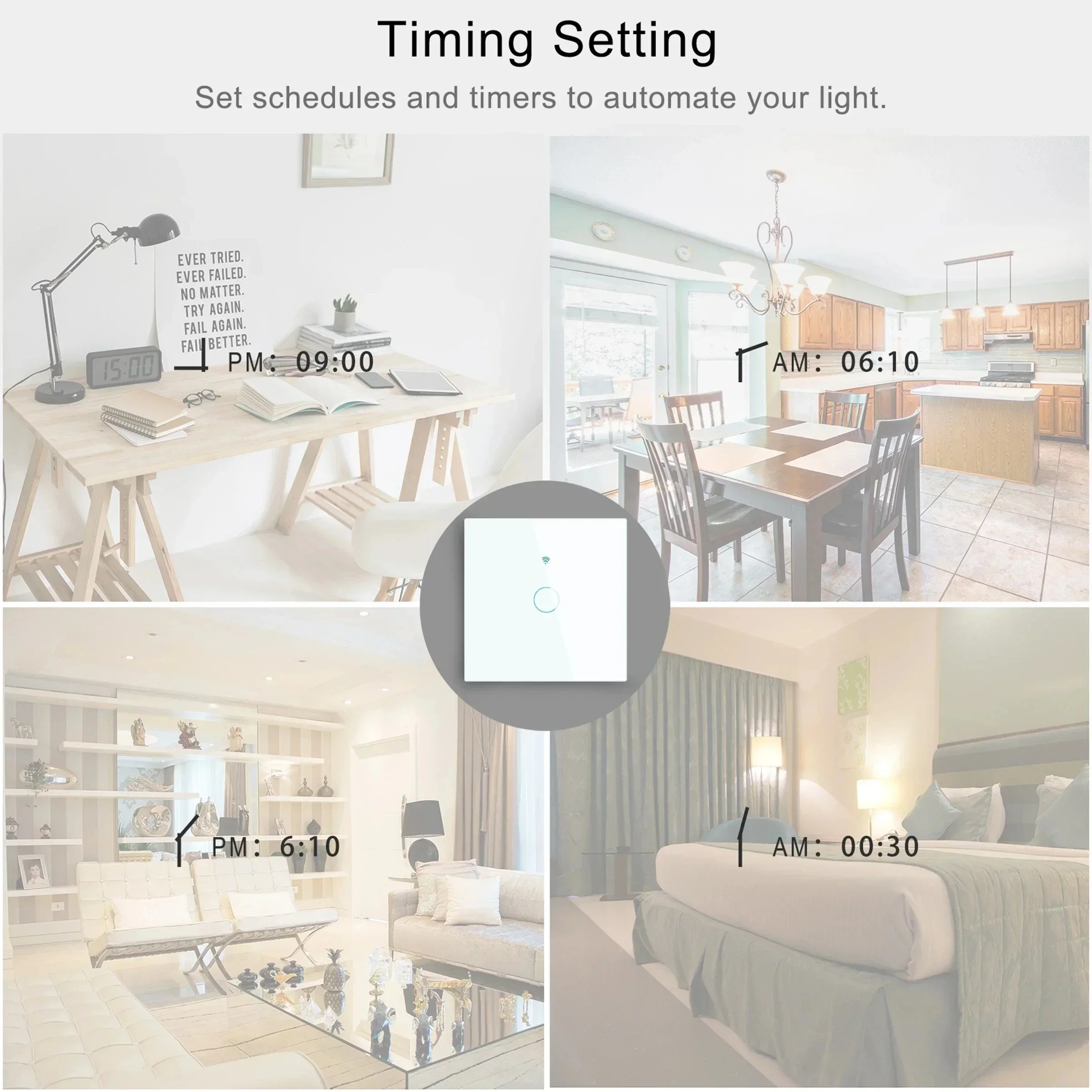 Works with Tuya WiFi Touch Switch Light Wall Smart Switch for EU Smart Home Life Alexa Google Home 433RF WiFi Remote 1/2/3 Gang thumbnail 3