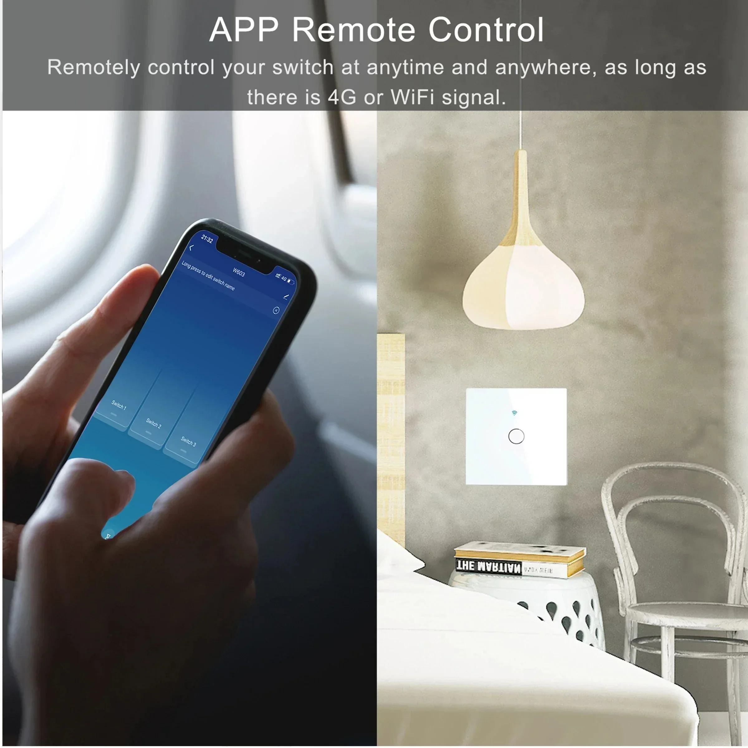 Works with Tuya WiFi Touch Switch Light Wall Smart Switch for EU Smart Home Life Alexa Google Home 433RF WiFi Remote 1/2/3 Gang thumbnail 4