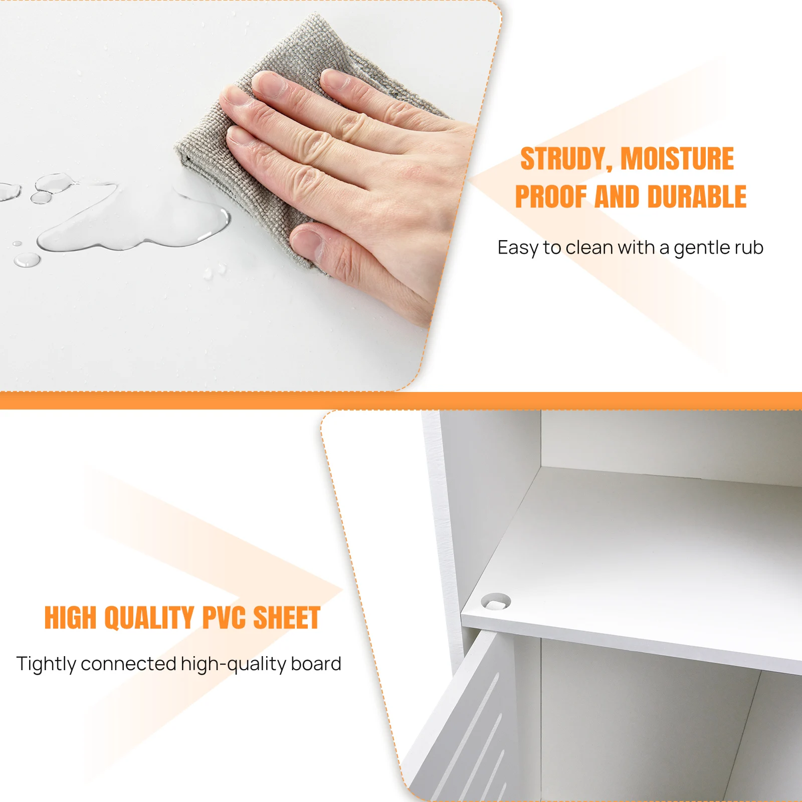 BRIEFNESS Waterproof Bathroom Tall Cabinet Free Standing White Floor Storage Unit Cupboard with 2 Doors & 5 Tiers thumbnail 4