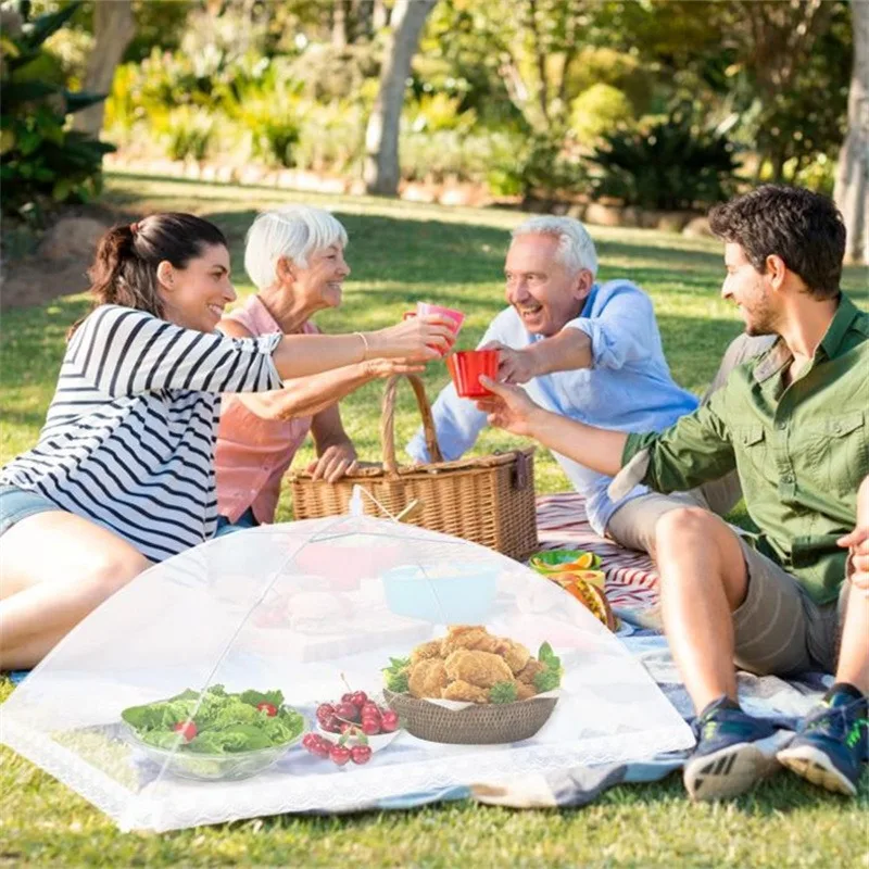 Foldable Washable Food Mesh Cover Proof Anti Mosquito Pop-Up Food Cover Umbrella Meal Breathable Cover Kitchen Accessories thumbnail 4