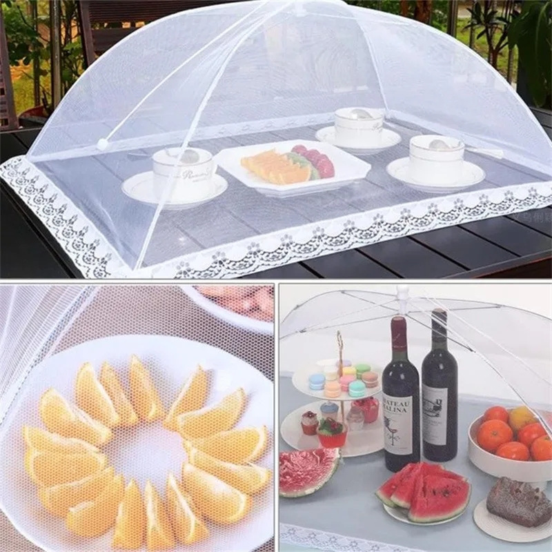 Foldable Washable Food Mesh Cover Proof Anti Mosquito Pop-Up Food Cover Umbrella Meal Breathable Cover Kitchen Accessories thumbnail 5