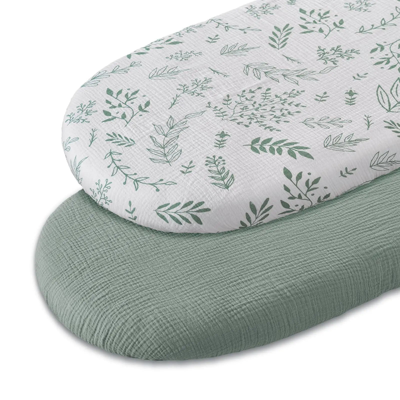 1/2Pcs 32x17 Muslin Bassinet Sheets for Baby Girl Boy Soft Breathable Bassinet Sheets Fitted Fit for Oval Cradle Moses Basket