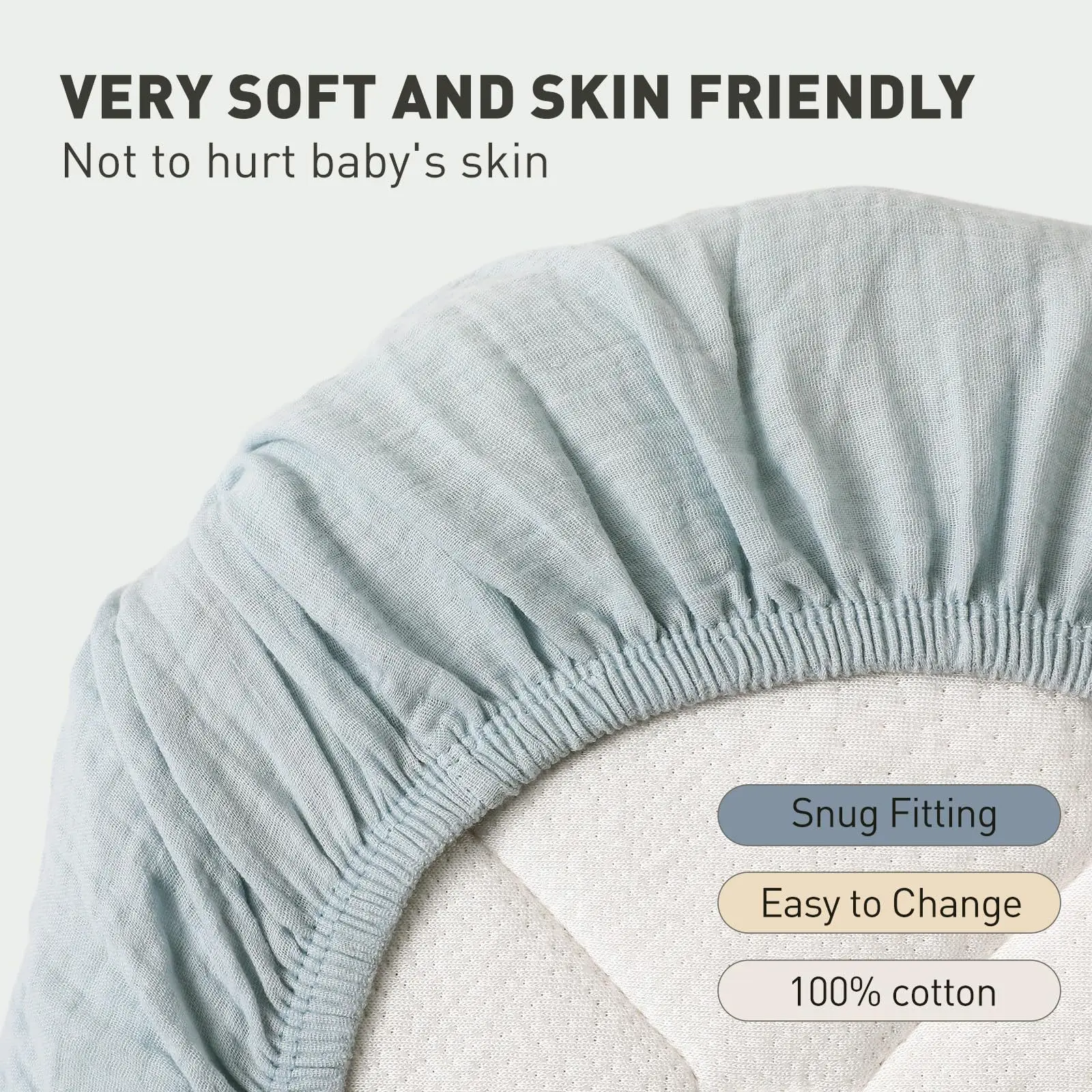 1/2Pcs 32x17 Muslin Bassinet Sheets for Baby Girl Boy Soft Breathable Bassinet Sheets Fitted Fit for Oval Cradle Moses Basket thumbnail 4