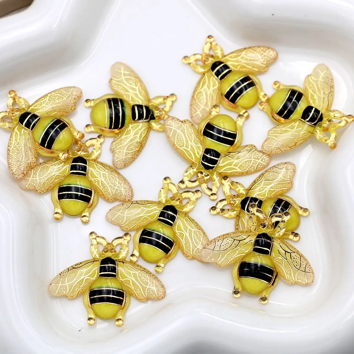10pcs Resin Bee Charms, Flat Back Lifelike Bumble Bee for Jewelry Making, DIY Hair Pin, Shoes, Phone Case Decor Accessories thumbnail 4