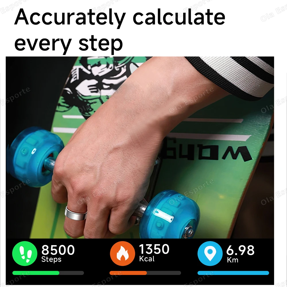 New Smart Ring Message Reminder, Call Alert Heart Rate Blood Oxygen Sleep Monitor Pedometer 5 ATM Waterproof Smartring Men Women thumbnail 5