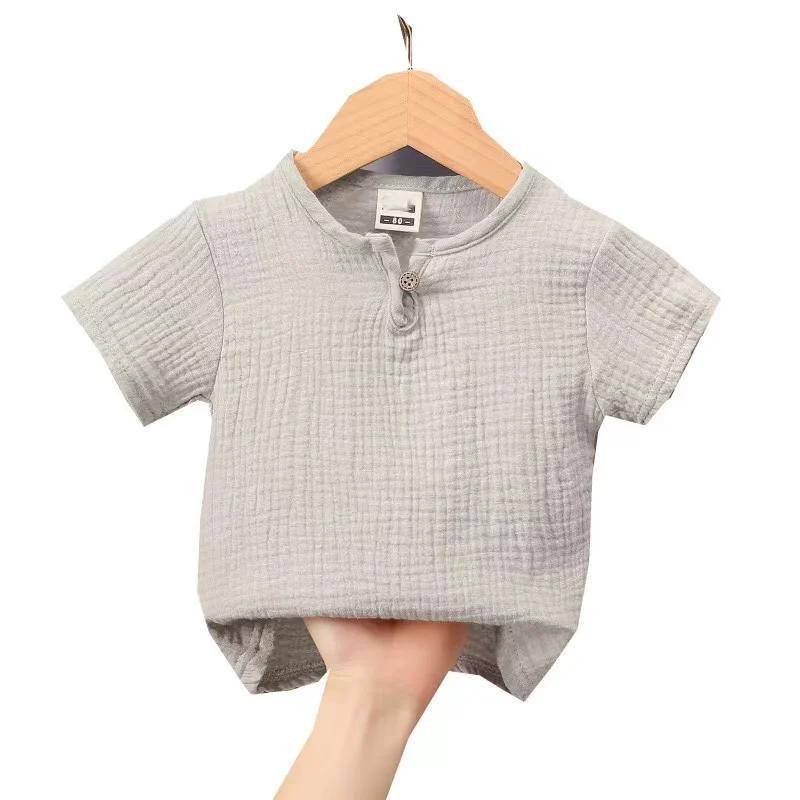 Baby Girls Boys  T Shirts Linen Cotton Boys Tops Children T-shirt  Summer Baby Boys Girls T-shirt Children Clothes Kids thumbnail 6
