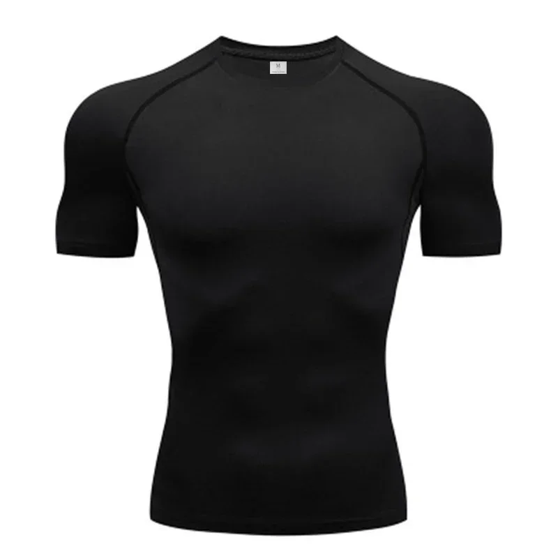 Mens Compression Clothing Summer Tights T Shirt Elastic Quick Dry Sportswear Running T-shirts Sports Tops Tee Gym Workout Shirts thumbnail 4