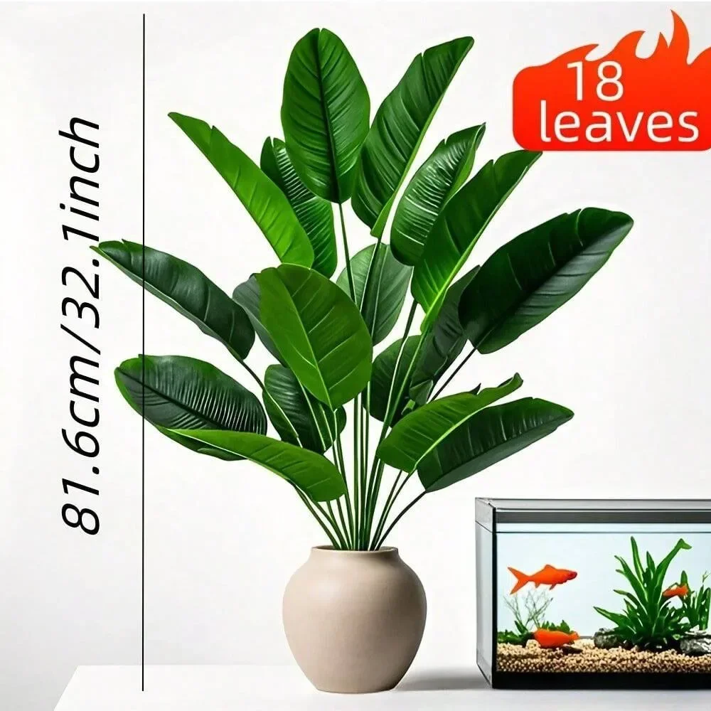 1pc 18 Leaves Artificial Plants Large Tropical Palm Tree Fake Banana Plants Leaves Real Touch for Home Garden Party Decor 2025 thumbnail 5