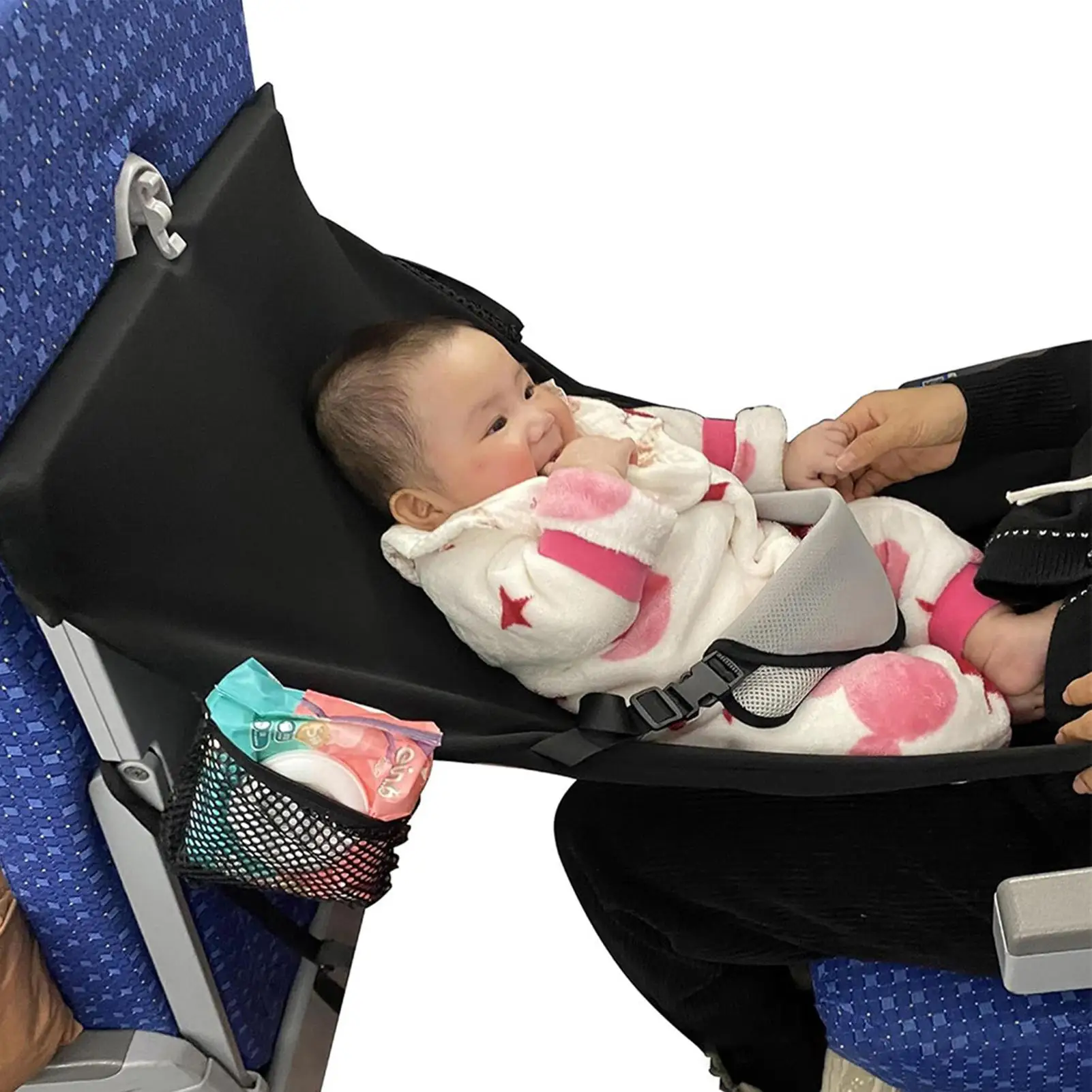 Kids Airplane Seat Extender Toddler Airplane Bed with Side Pocket Comfortable Breathable baby plane Travel Footrest Hammock