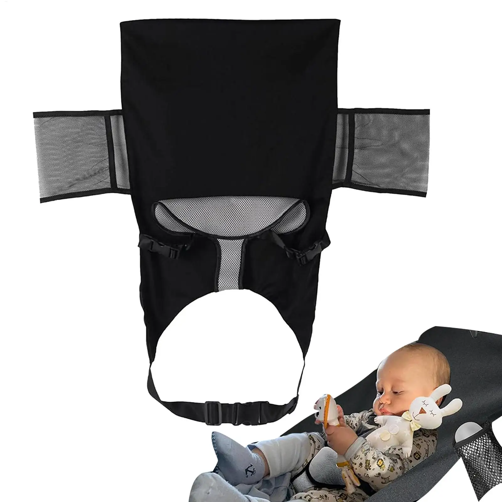 Kids Airplane Seat Extender Toddler Airplane Bed with Side Pocket Comfortable Breathable baby plane Travel Footrest Hammock thumbnail 6