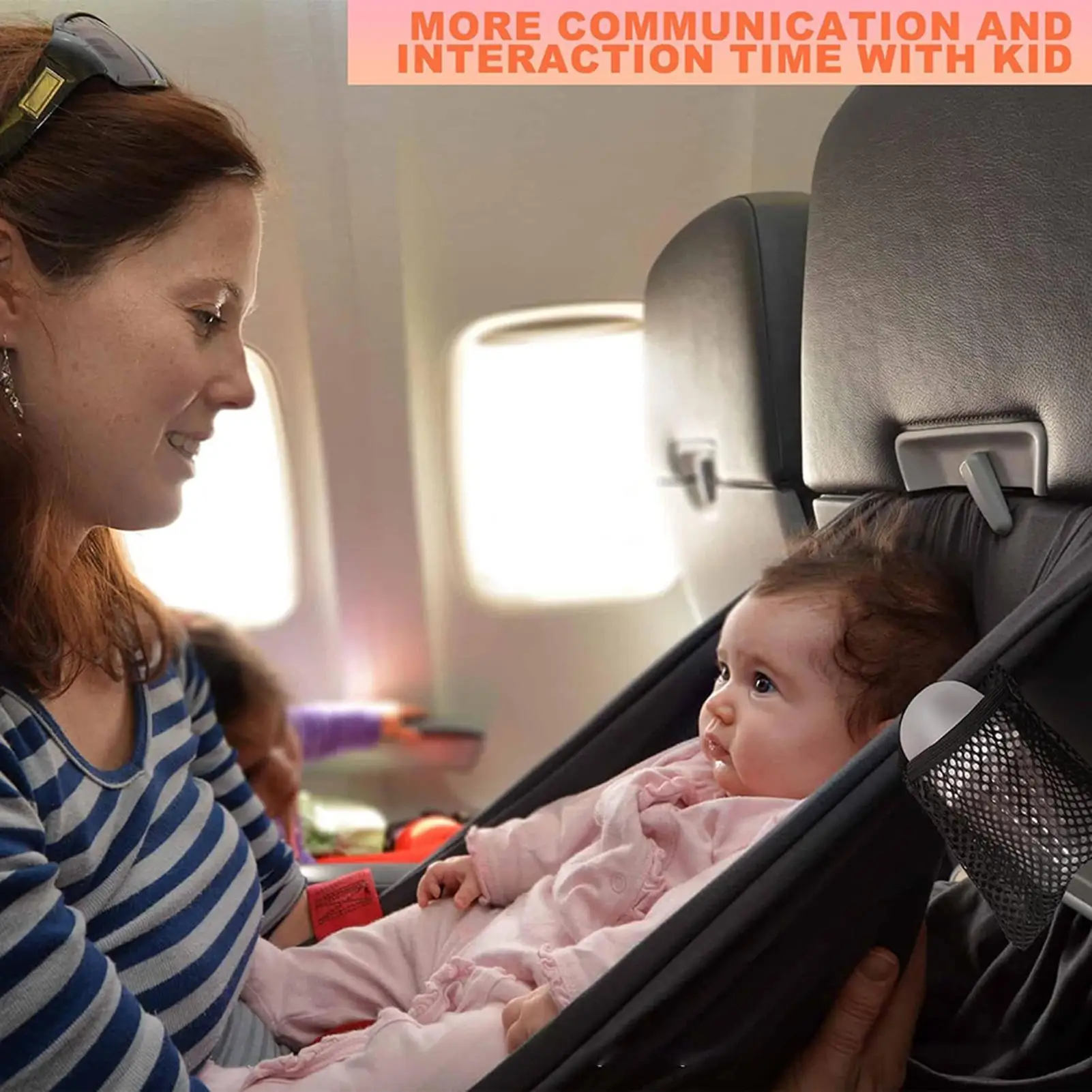 Kids Airplane Seat Extender Toddler Airplane Bed with Side Pocket Comfortable Breathable baby plane Travel Footrest Hammock thumbnail 3